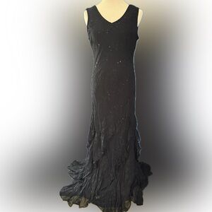 Vintage Majick Gothic Fantasy Ruffle Bottom Sparkly Dress (XL)
